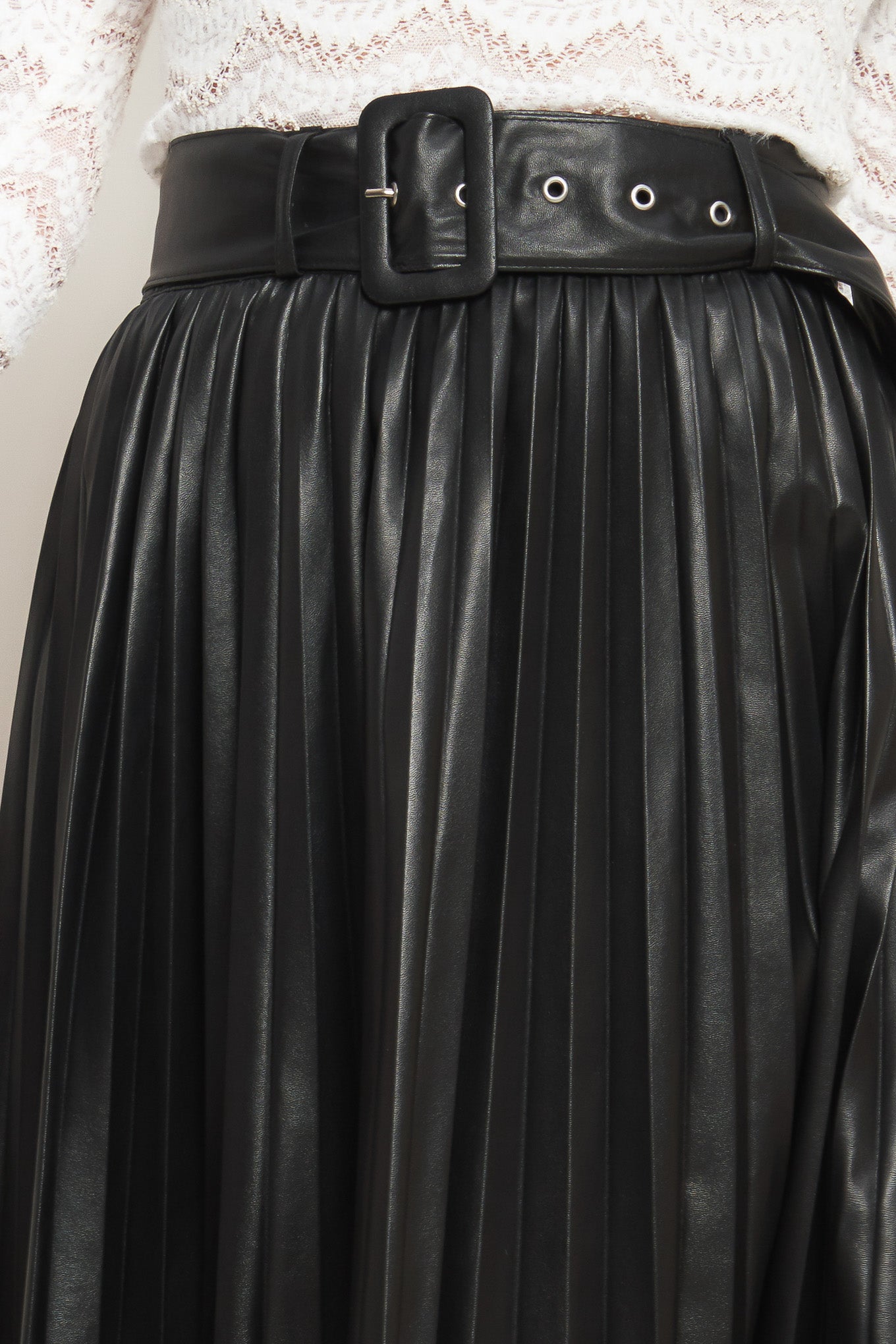 YOU FILL MY LIFE WITH LEATHER MIDI SKIRT Flying Tomato